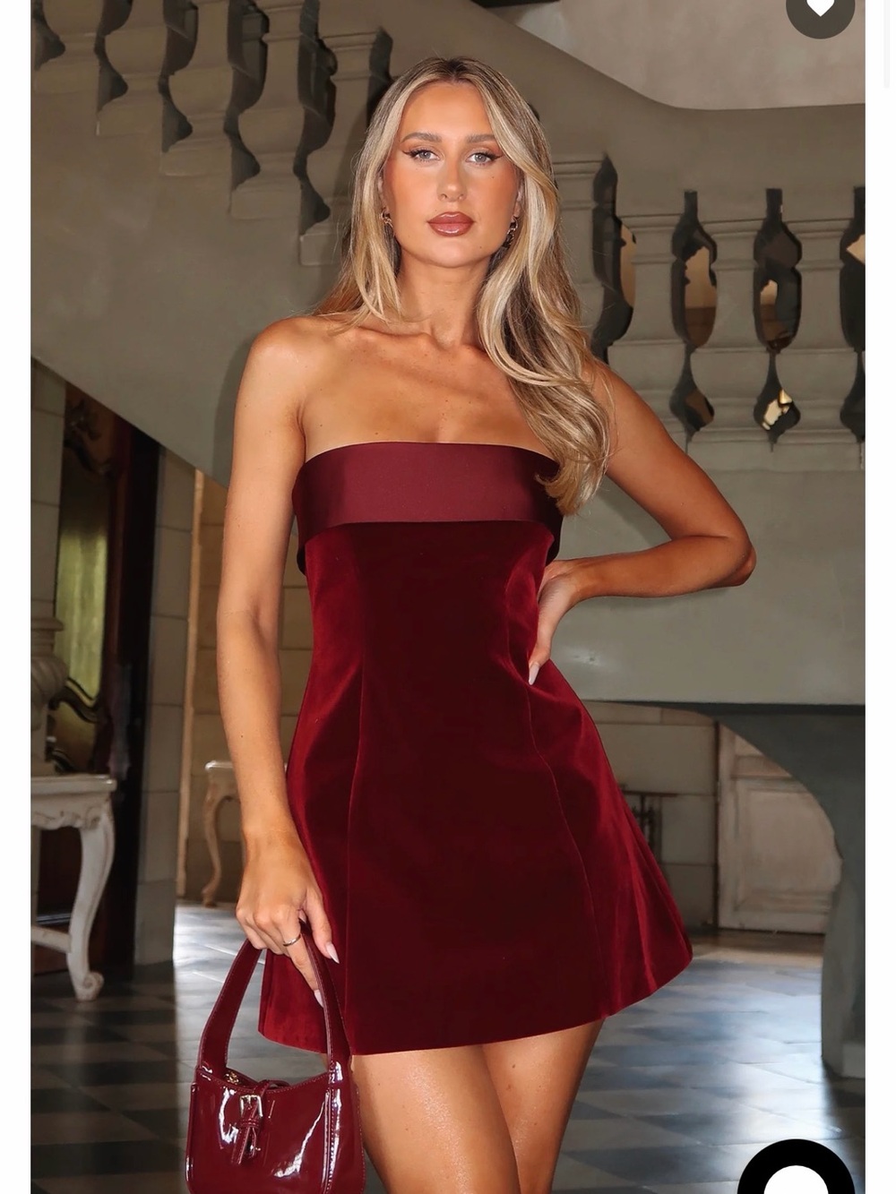 White Fox Boutique Let loose Strapless Mini Dress Deep Red